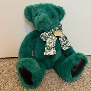 1992 Victoria's Secret Plush Teal Green Teddy Bear by Gund 11" Sitting